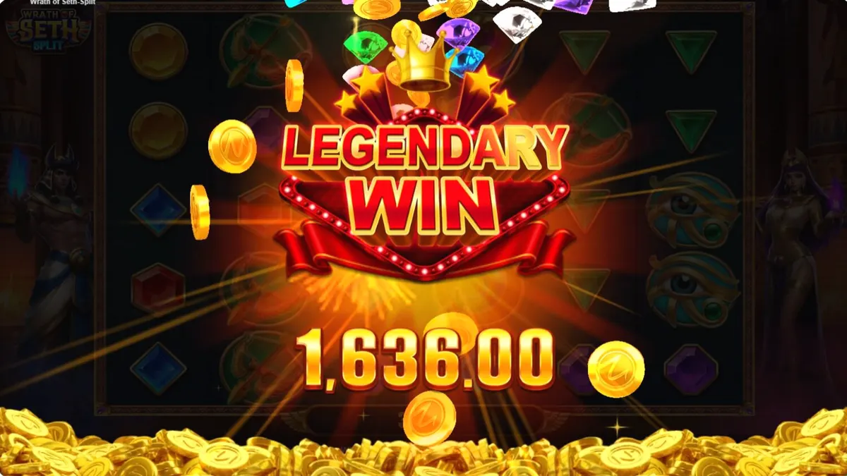 Wrath of Seth – Split slot machine interface with Egyptian theme