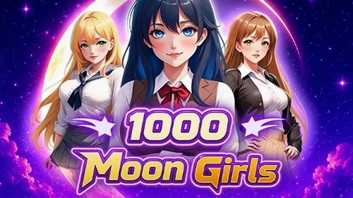 Tampilan visual slot 1000 Moon Girls dengan tema fantasi bulan